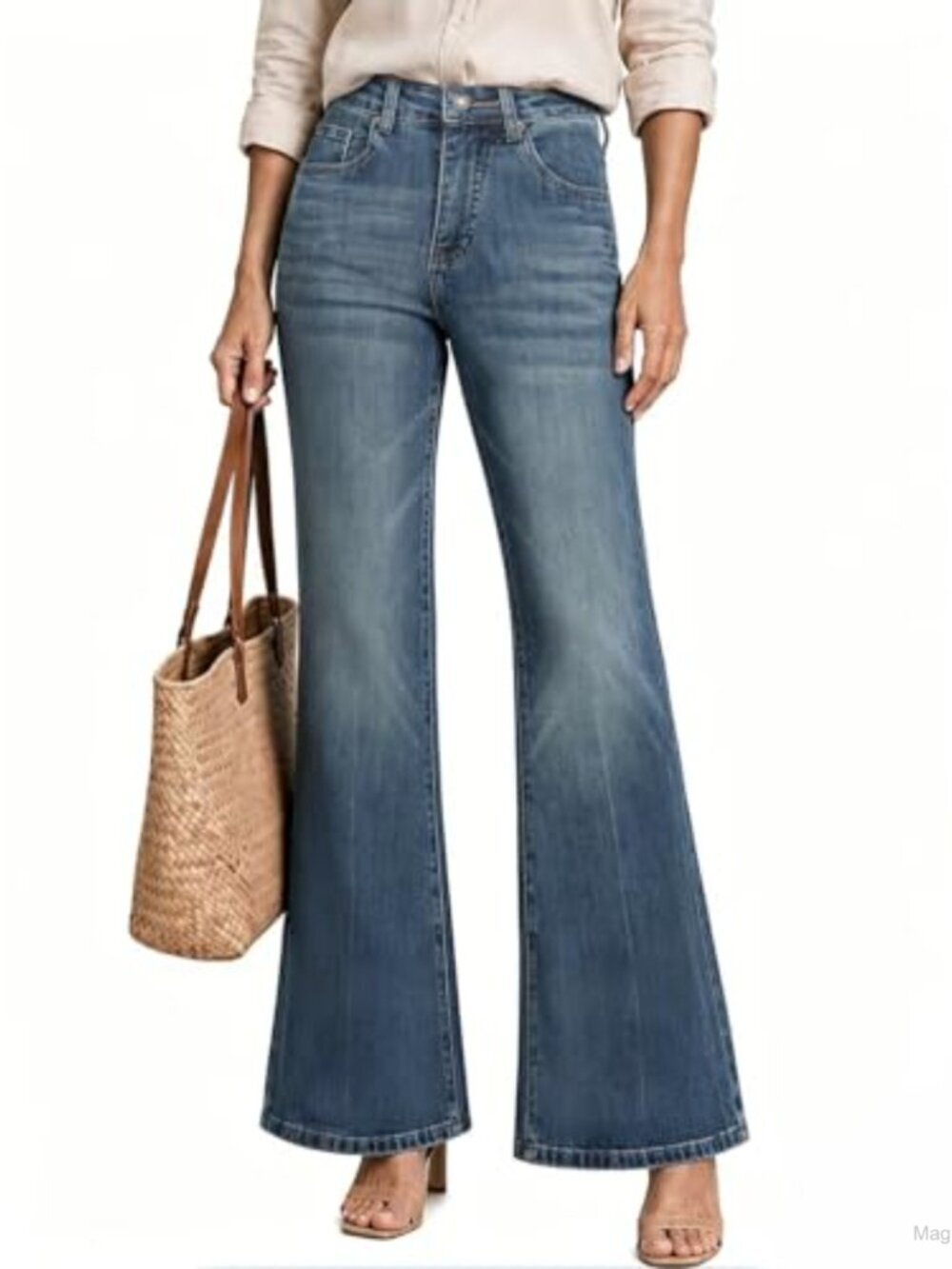 High Waisted Bell Bottom Jeans Stretchy Flare Bootcut 90s Vintage Denim